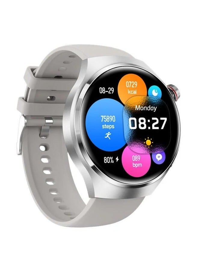 Modio MR-60 Smartwatch with 2.5D Curved Display, Wireless Charging & 3 Interchangeable Straps – Heart Rate, Fitness Tracking, Multi-Sports Modes, Notifications – Silver - Image 1